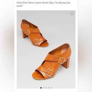 Chloe Cognac Leather Double-Buckle Block Heels